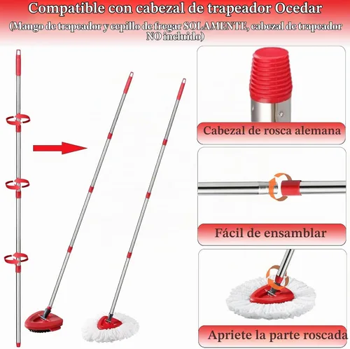 Vista 3 de Repuesto de mango de repuesto para trapeador giratorio y base de trapeador para el sistema de trapeador giratorio OCeda EasyWring de 1 tanque, mango