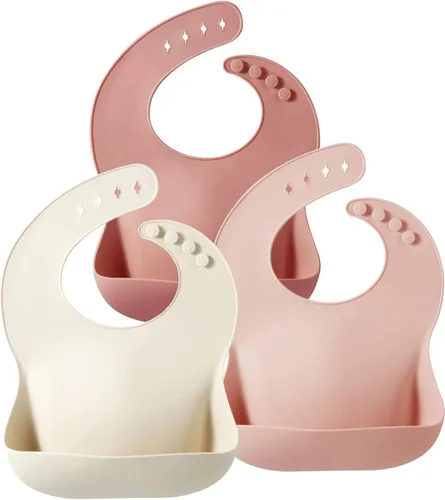 Vista 11 de PandaEar Set of 3 Silicone Baby Bibs, Waterproof Soft Adjustable Bibs for Babies Toddlers 10-72 Months
