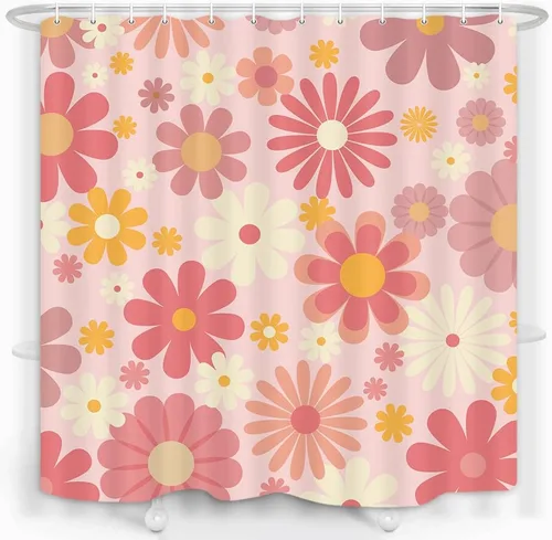 Vista 15 de Cortina de ducha negra y rosa, cortina de ducha a rayas negras y blancas para niñas y mujeres, moderna moda floral, tacones altos, revistas, libros