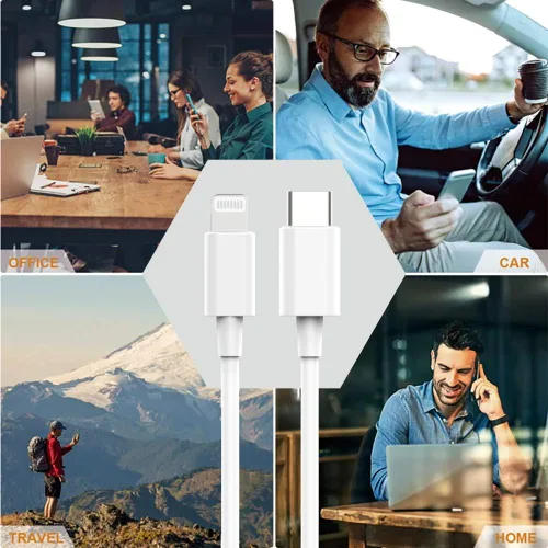 Vista 7 de Suswillhit Cable USB C a Lightning de 3 pies con certificación MFi de Apple, cable de carga rápida para iPhone 12/12 Mini/12 Pro/12 Pro Max/11