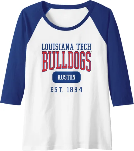 Vista 4 de Louisiana Tech Bulldogs Founded Date Raglan Baseball Tee, Negro
