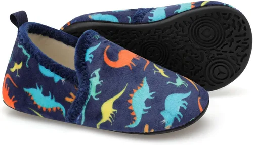 Vista 2 de Scurtain Pantuflas unisex para niños grandes, calcetines de lana artificial con suela de goma antideslizante para niños grandes, niñas y niños