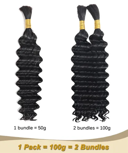 Vista 5 de Cabello humano a granel para trenzar, paquetes de cabello humano rizado 12A para mujeres negras, 16 pulgadas, onda profunda, sin trama, trenzas