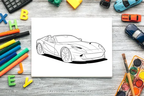 Vista 3 de Dream Cars Coloring Book A Collection of 40+ Cool Sports Cars, Supercars, and Classic Cars Relaxation Coloring Pages for Kids, Adults, Boys, and