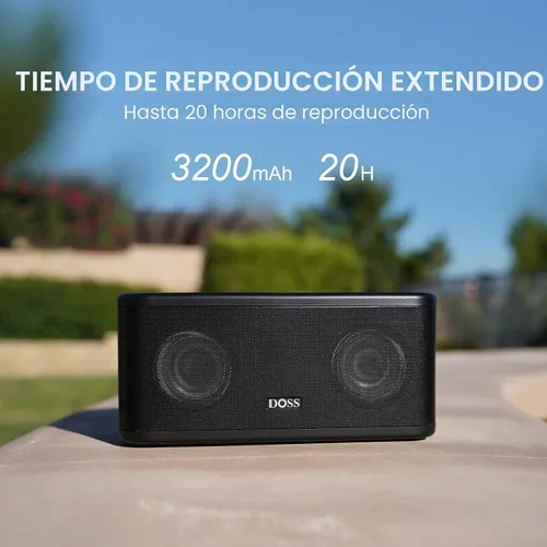 Vista 4 de DOSS SoundBox Plus Altavoz Bluetooth con Sonido Superior, Bluetooth 5.0, Emparejamiento Estéreo Inalámbrico, Micrófono Incorporado, 20H