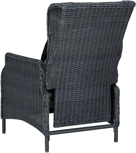 Vista 3 de Ensemble de salle à manger extérieur 9 piezas gris foncé, mesa rectangular et 6 chaises avec primos, résistant aux intempéries pour jardín, terraza