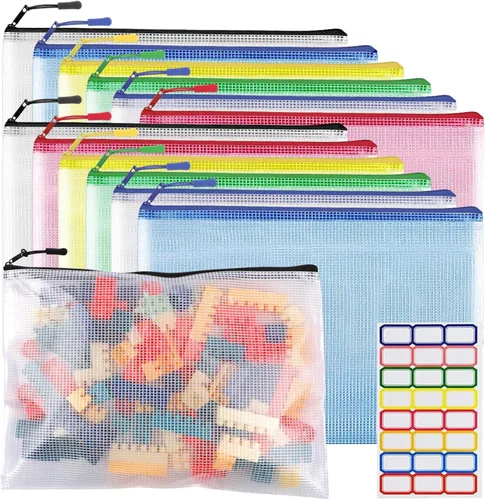 Vista 10 de YOPCDJ 20 bolsas de malla de plástico con cremallera, tamaño A3 de 17 x 12 pulgadas, bolsas de malla extra grandes, bolsas reutilizables