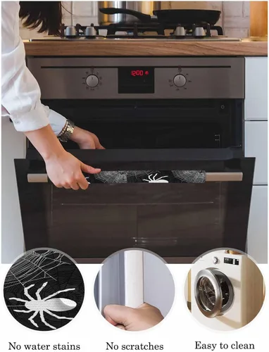 Vista 3 de Juego de 2 fundas para manijas de puerta de refrigerador de Halloween para lavavajillas, microondas, horno, nevera, estufa, electrodomésticos