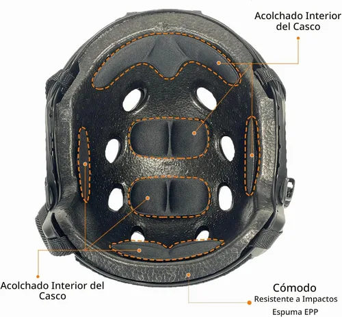 Vista 5 de Casco táctico rápido para paintball y airsoft tipo PJ Negro