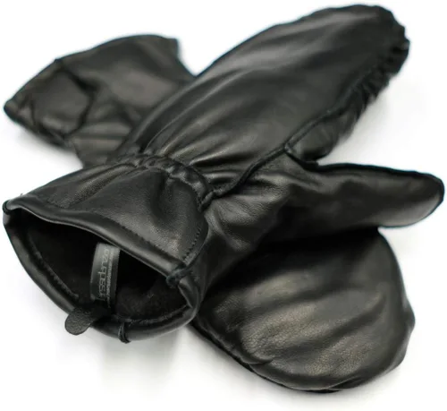 Vista 5 de Harssidanzar Guantes de invierno de piel de cordero para mujer y niño con forro de dedos