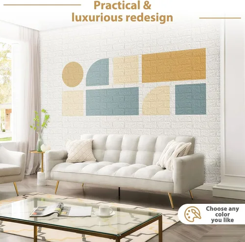 Vista 6 de JOLOV 10 piezas de paneles de pared 3D para despegar y pegar - espuma PE autoadhesiva de bricolaje, impermeable, perfecta para decoración de paredes