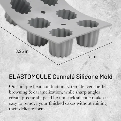 Vista 2 de de Buyer ELASTOMOULE - Molde de silicona para canele, crea 6 pasteles franceses, fácil de usar y limpiar, apto para lavavajillas
