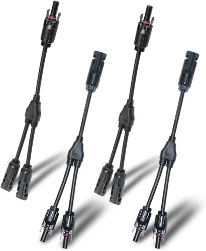Vista 10 de ELFCULB 1 par de conectores de panel solar, 1 pie de cable adaptador paralelo de rama en Y, 1 macho a 2 hembras (M/FF) y 1 hembra a 2 machos (F/MM)