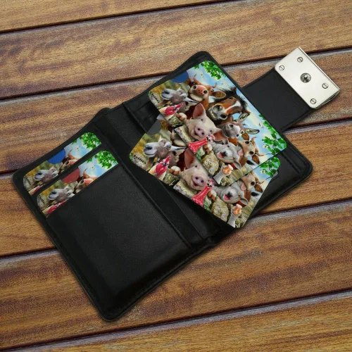 Vista 3 de Farm Selfie - Juego de 4 fundas protectoras para cartera, diseño de pollo y oveja