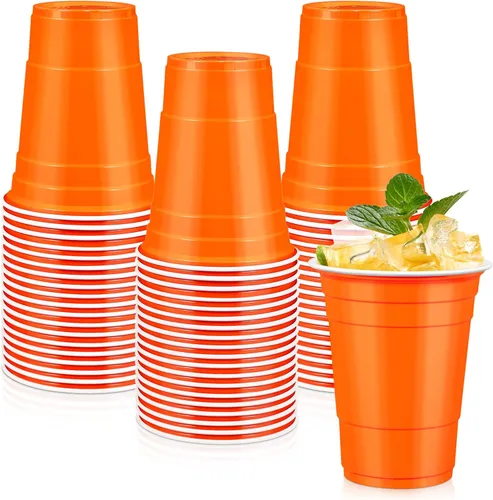 Vista 20 de LANLISA 50 vasos de plástico negros, vasos desechables de 16 onzas, tazas para beber para suministros de fiesta