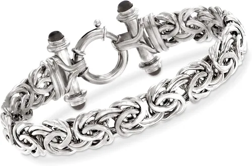 Vista 3 de Ross-Simons Sterling Silver Byzantine Bracelet With Black Onyx