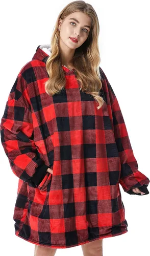 Vista 21 de Felicigeely Blanket Hoodie Wearable Blanket Sweatshirt Oversized Hooded Blanket Sweater Gift for Women