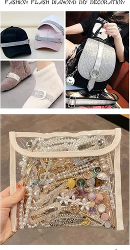 Vista 7 de 1 yarda de cadena estrecha de diamantes de imitación de zircón de cristal, adorno rectangular de cuentas para costura, manualidades, decoración