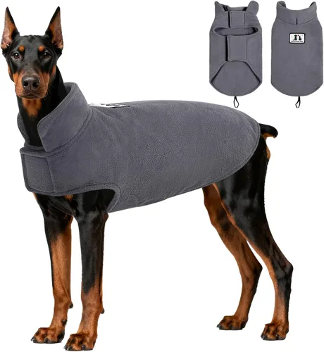 Vista 25 de DENTRUN - Abrigo de forro polar para perros en invierno resistente al viento chaqueta reflectante para mascota chaleco para perro para razas