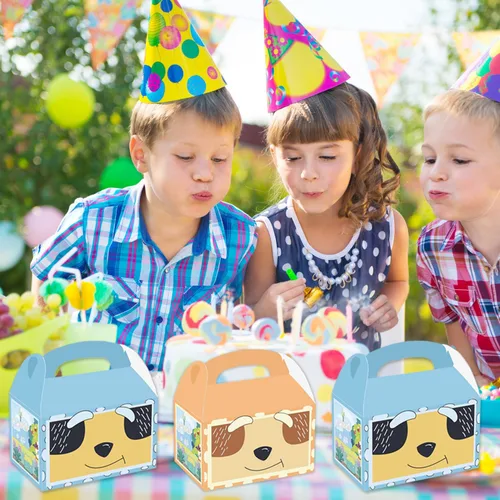 Vista 4 de Bolsas de dulces de fiesta de perro azul de dibujos animados, 16 unidades, cajas de regalo de regalos familiares para niños y niñas, suministros
