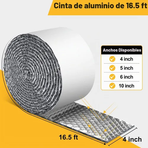 Vista 2 de Cinta aislante reflectante de doble burbuja, envoltura aislante de tubería de CA autoadhesiva para manguera de CA, conducto HVAC, manguera