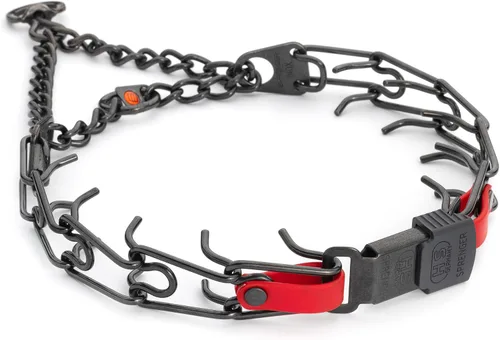Vista 24 de Collar para Perro Herm Sprenger de Acero Inoxidable Negro con Hebilla de Liberación Rápida ClicLock y Inserción de Biothane Collar de Entrenamiento