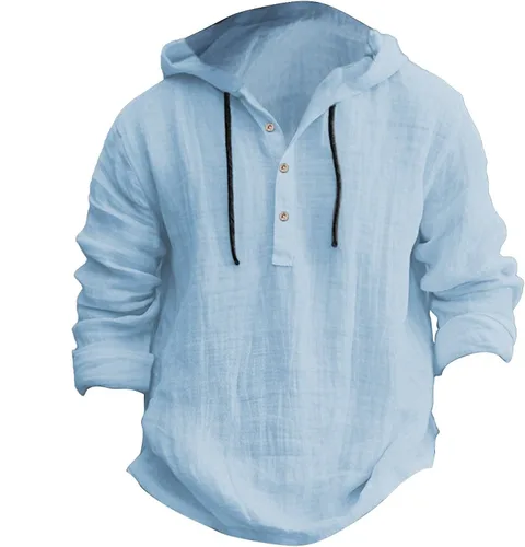 Vista 13 de Sudadera con capucha de lino y algodón para hombre, de manga larga, transpirable, casual, para primavera y otoño