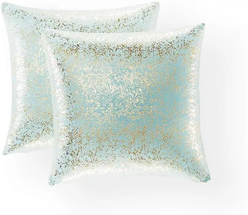 Vista 75 de Xinrjojo Juego de 2 almohadas brillantes en negro y dorado, almohadas suaves y brillantes decorativas, juego de fundas de almohada cuadradas negras