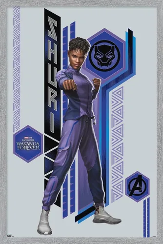 Vista 14 de Trends International Marvel Black Panther: Wakanda Forever - Póster de pared Shuri, 22.4 pulgadas de largo x 14.7 W, versión enmarcada de madera