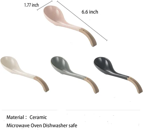 Vista 2 de Cucharas de ramen, cuchara de sopa asiática de cerámica, cucharas japonesas para cocina, Pho, albóndigas, fideos, Wantan, Miso, aptas para horno