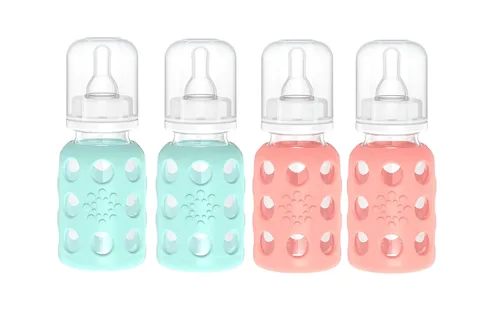 Vista 18 de Lifefactory Biberón de vidrio sin BPA Funda protectora de silicona Paquete de 2 de 4 onzas melón, plátano