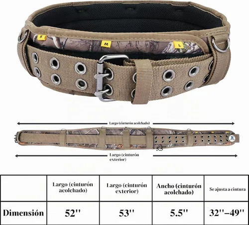 Vista 3 de Zeluga 20-565 - Cinturón de trabajo de camuflaje con ojales, cinturón de herramientas acolchado de 4 pulgadas con tamaño ajustable y bucles