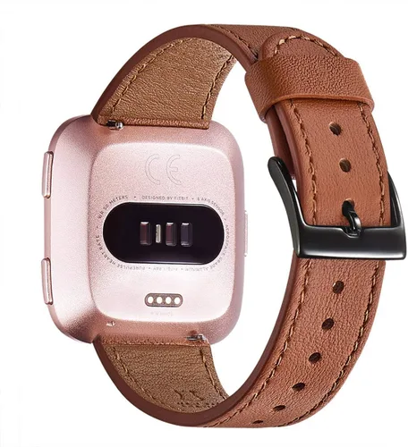 Vista 21 de WFEAGL Correa para Fitbit Versa, correa de cuero de grano superior para reloj inteligente Fitbit Versa Fitness (correa negra + hebilla negra)