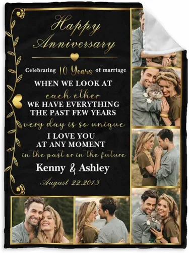 Vista 10 de InterestPrint Manta de fotos personalizada para pareja, novio, novia, manta personalizada de 6 fotos, manta personalizada de aniversario y boda