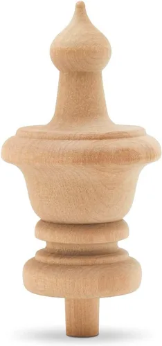Vista 3 de Remates decorativos de madera sin terminar, 3-1/2 pulgadas, para remates de poste de cama, remates de barra de cortina, decoración de asta