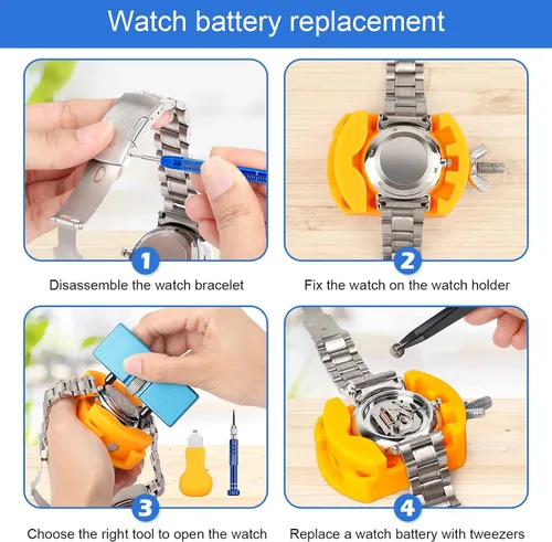 Vista 3 de JOREST Watch Repair Kit, for Watch Battery Replacement & Watch Link Removal and Resizing & Watch Opener, Watch Repair Screwdriver Set, Watch Wrench
