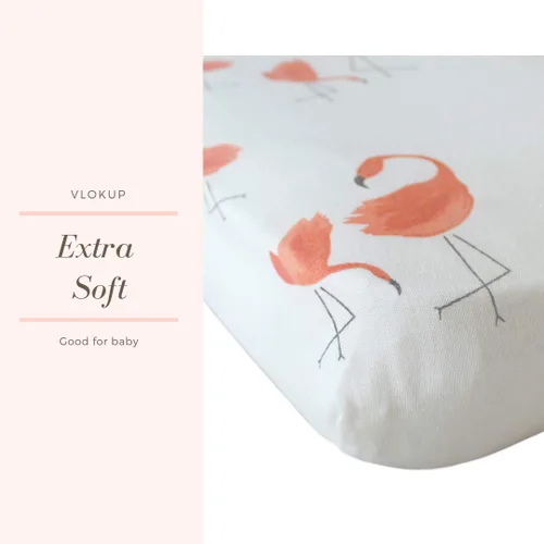 Vista 5 de Baby Play N Pack - Funda de muselina para corral, sábanas portátiles para cuna, funda de colchón convertible para niñas por Vlokup, flamenco