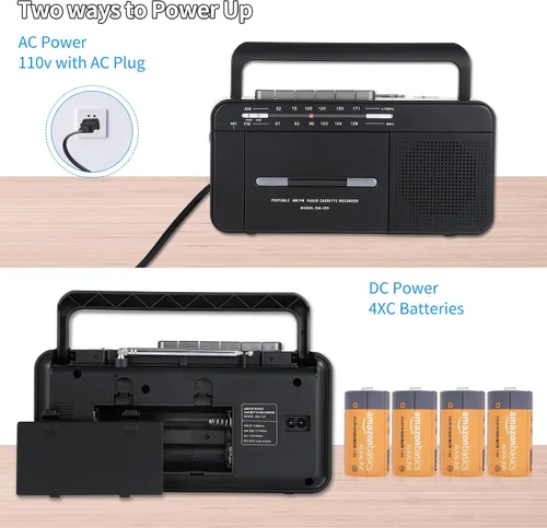 Vista 7 de SEMIER Boombox - Grabadora de cinta de casete de conversión MP3, radio AM FM, convertidor digital de casete a MP3, grabación USB, micrófono
