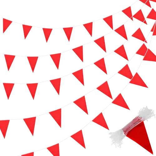 Vista 11 de Preboun Banderines de 400 pies sólidos, 240 unidades, guirnalda triangular para colgar, guirnalda a granel para gran apertura, carnaval, fiesta