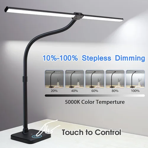 Vista 4 de ShineTech LED Desk Lamp, 24W Double Head Desk Light with Wireless Charging