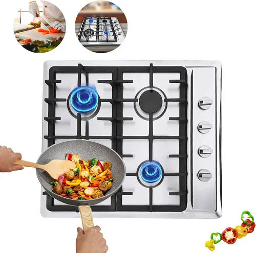 Vista 8 de Estufa de gas incorporada, 23 pulgadas, 4 quemadores, cocina de gas en acero inoxidable, encendido eléctrico para gas natural