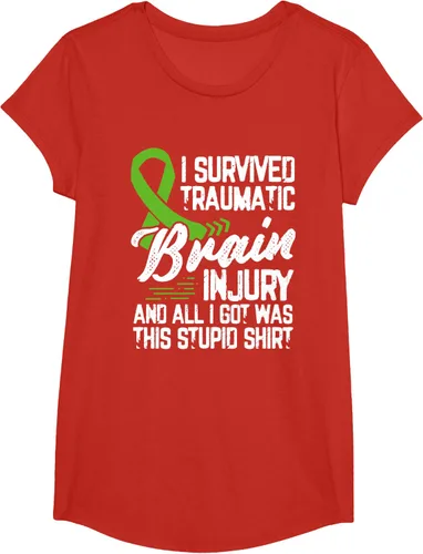 Vista 41 de Camiseta traumática con cinta verde para concienciación de lesiones cerebrales traumáticas I survived TBI, Negro, S