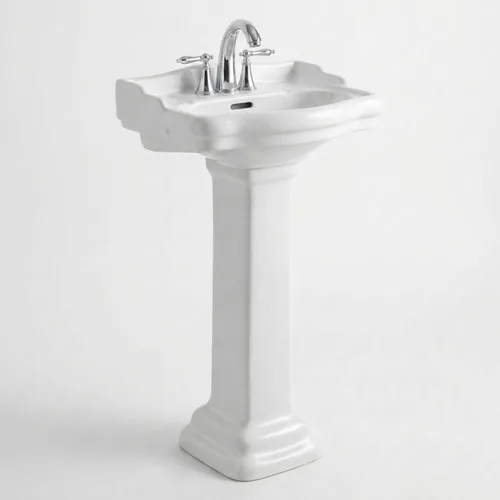 Vista 10 de Fine Fixtures Roosevelt Lavabo de Pedestal para Baño – Lavabo de Pedestal Pequeño de 18 Pulgadas, Cerámica Vítrea China Duradera con Orificio Único