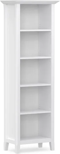 Vista 19 de SIMPLIHOME Amherst - Librero de 70 pulgadas de alto con 5 estantes de madera maciza en color marrón rústico, almacenamiento transicional para sala