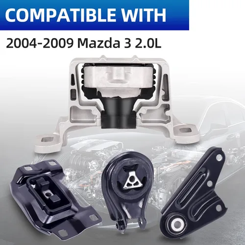 Vista 2 de Juego de montaje de motor de 4 piezas compatible con Mazda 3 2.0L 2004-2009