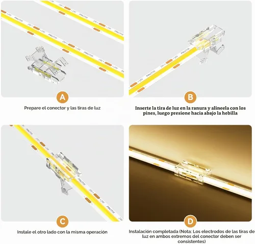 Vista 6 de PAUTIX 8mm Conectores COB de 2 pines 8 piezas, Conectores en forma de L/de esquina, Adaptador de terminal de extensión sin soldadura reutilizable, 2