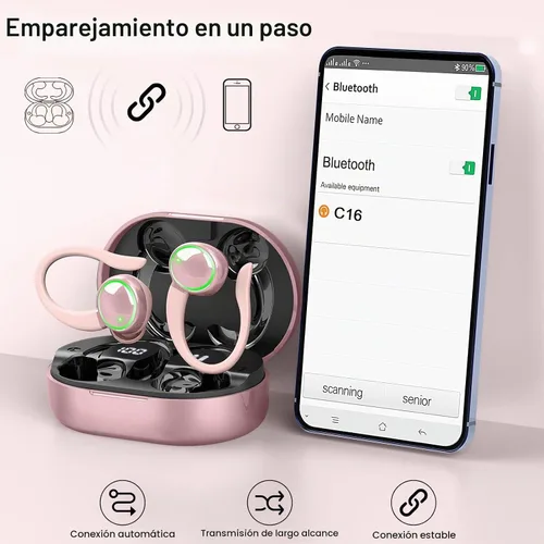 Vista 7 de Auriculares inalámbricos Matast, auriculares Bluetooth deportivos, auriculares con gancho para el oído IP7 impermeables con entrenamiento