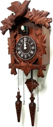 Vista 3 de Rylai Reloj de Cuco Vintage Grande de Madera para Pared Hecho a Mano 13x9.5 Pulgadas Marrón Tamaño grande 13x9.5 pulgadas Diseño tradicional Blanco