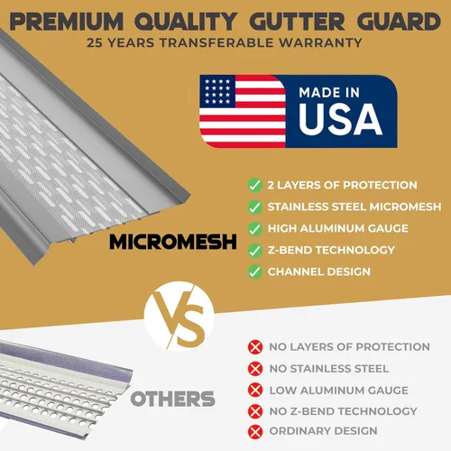 Vista 2 de Micromesh 5 pulgadas Gutter Guards Leaf Protection, 1 Pies Paquete de muestra Bronce oscuro, Malla de acero inoxidable, Cubiertas de canalón