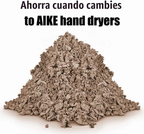 Vista 6 de Secador de manos comercial AIKE Elephant Power de alta velocidad con viento cálido automático, cubierta de acero inoxidable cepillado AC110V-130V